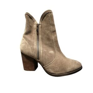 Seychelles Lori Penny Double Zip  Heeled Bootie Women's 10 Taupe Leather
